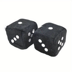 2pcs Plush Dice Toys Car Hanger Squeeze Cube Fluffy Stuffed Car Decoration