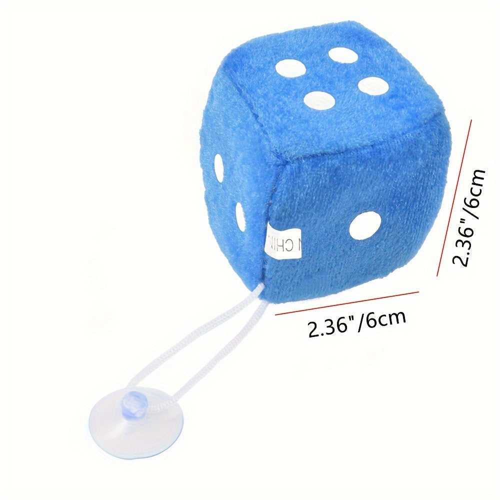 2pcs Plush Dice Toys Car Hanger Squeeze Cube Fluffy Stuffed Car Decoration