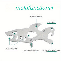 Shark Style Survival Tool Wrench Bottle Opener Screw Stainless Steel Card