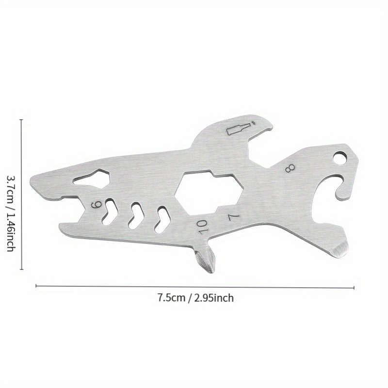 Shark Style Survival Tool Wrench Bottle Opener Screw Stainless Steel Card