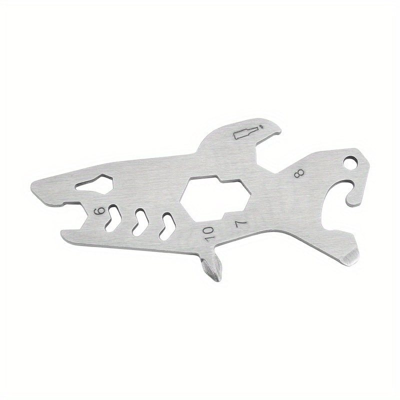 Shark Style Survival Tool Wrench Bottle Opener Screw Stainless Steel Card