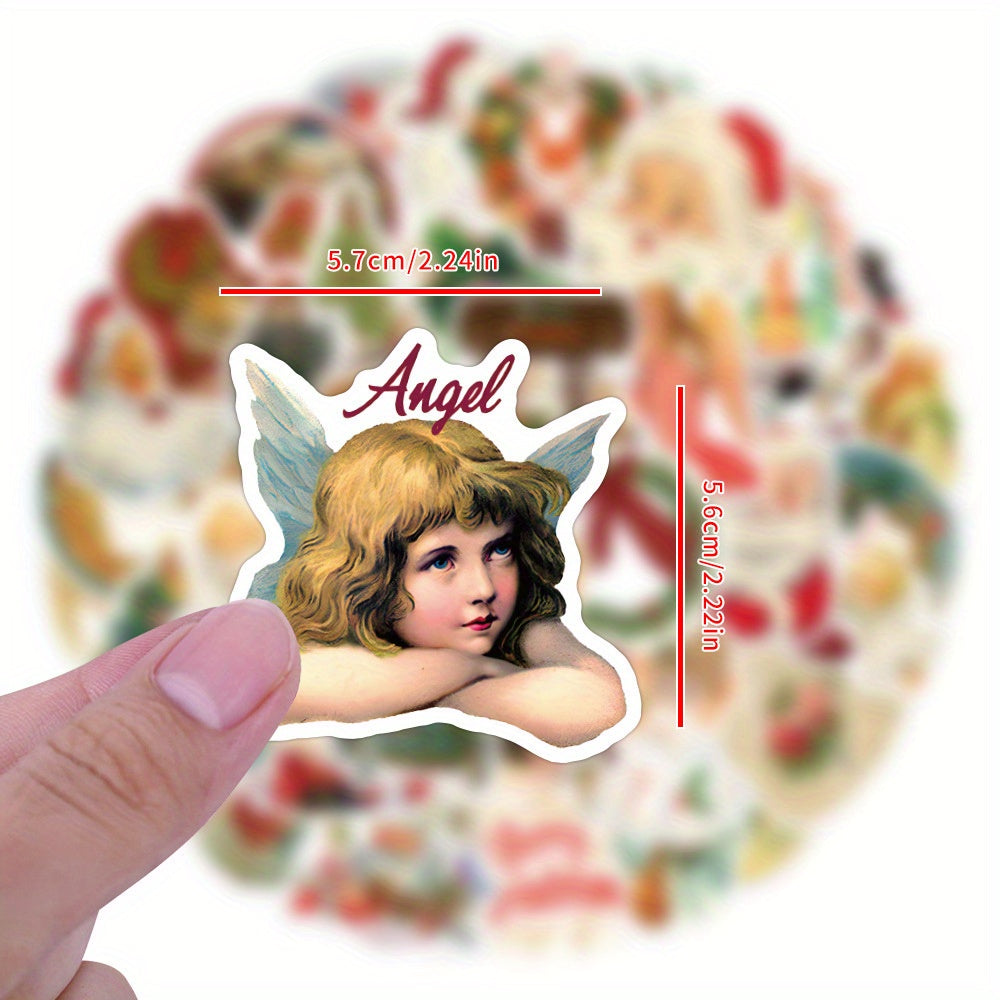50pcs Christmas Angel Stickers for Stationery Laptops Water Cups