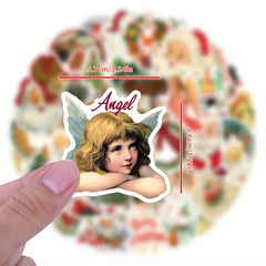 50pcs Christmas Angel Stickers for Stationery Laptops Water Cups