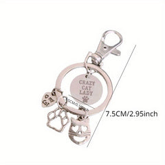 Cat Charm Key Chain Keyring Gift For Men Women
