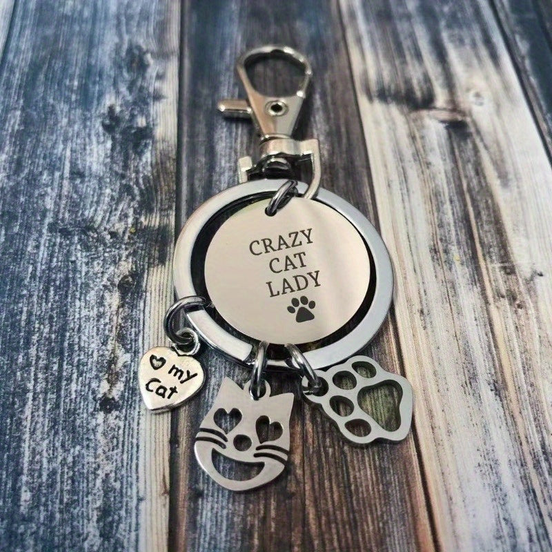 Cat Charm Key Chain Keyring Gift For Men Women