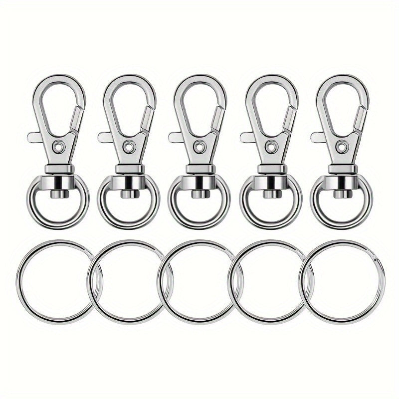 25 Sets Key Chain Hooks With Key Rings DIY Craft Lanyard Ornaments Accessories