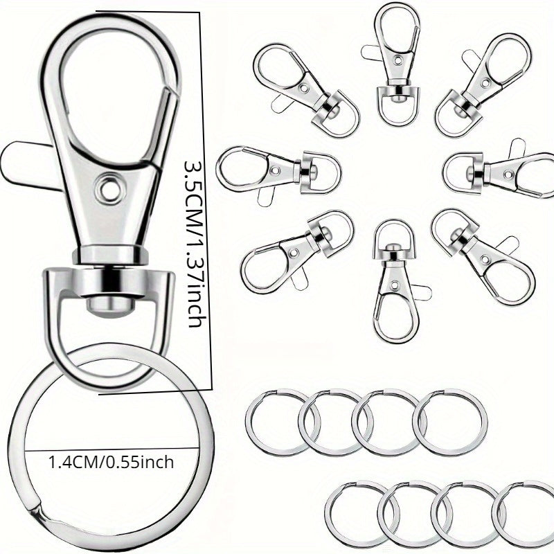 25 Sets Key Chain Hooks With Key Rings DIY Craft Lanyard Ornaments Accessories