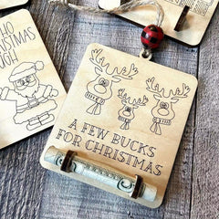 Christmas Santa Claus Elk Money Clip Wooden Ornament Christmas Party Supplies