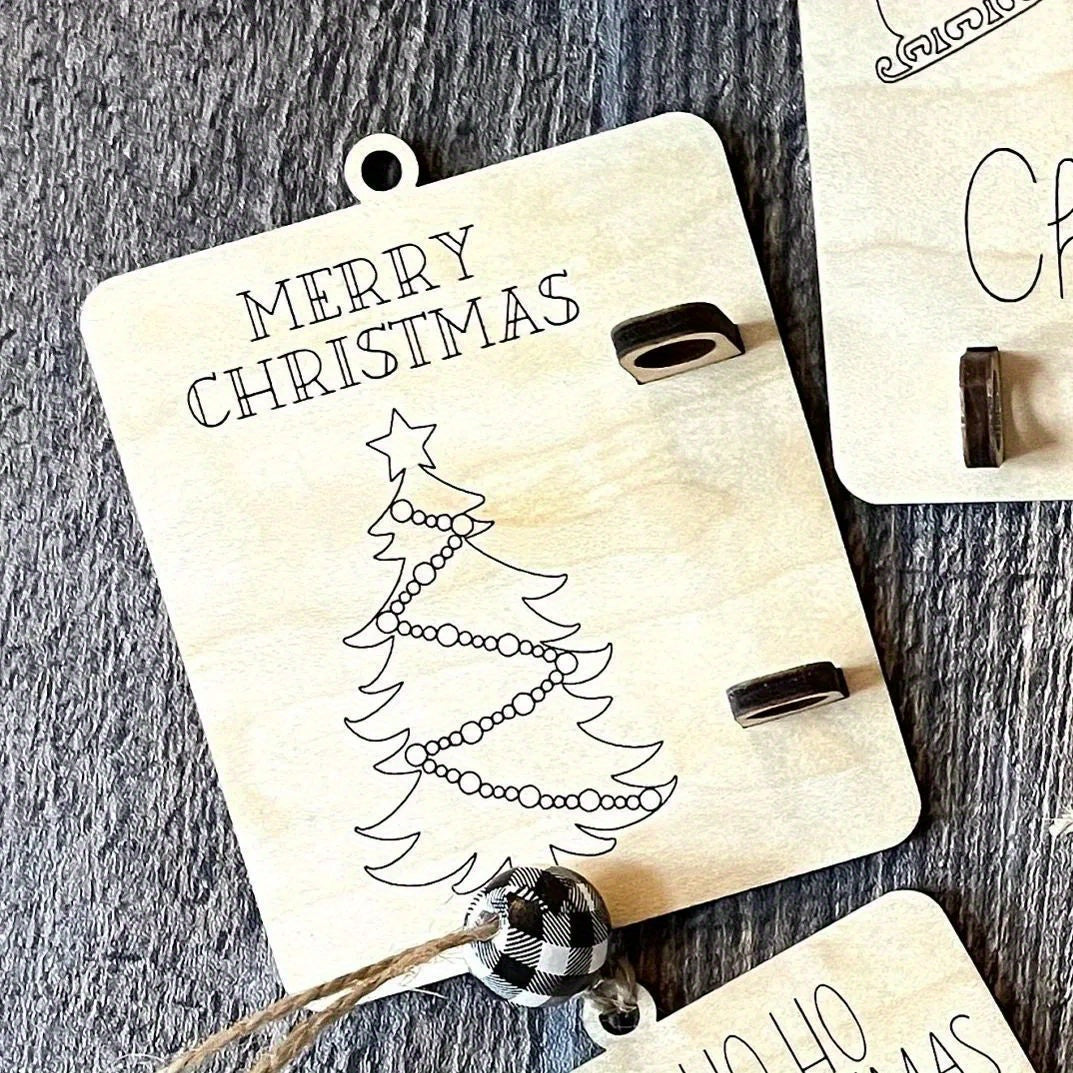 Christmas Santa Claus Elk Money Clip Wooden Ornament Christmas Party Supplies