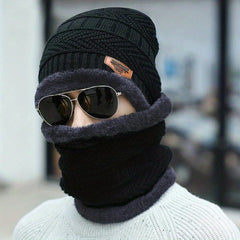 Men's Thicken Warm Hat Neck Scarf Windproof Knitted Brimless Hat