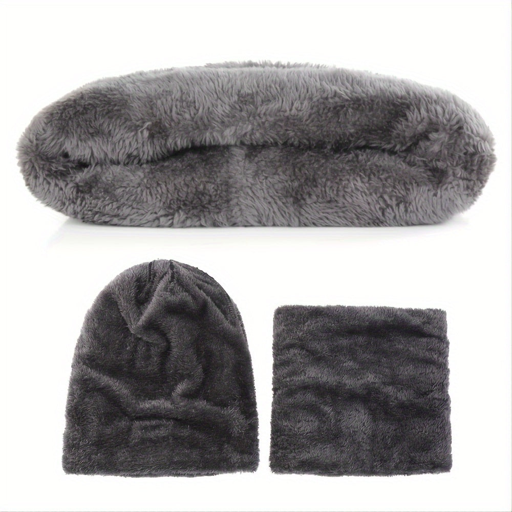 Men's Thicken Warm Hat Neck Scarf Windproof Knitted Brimless Hat