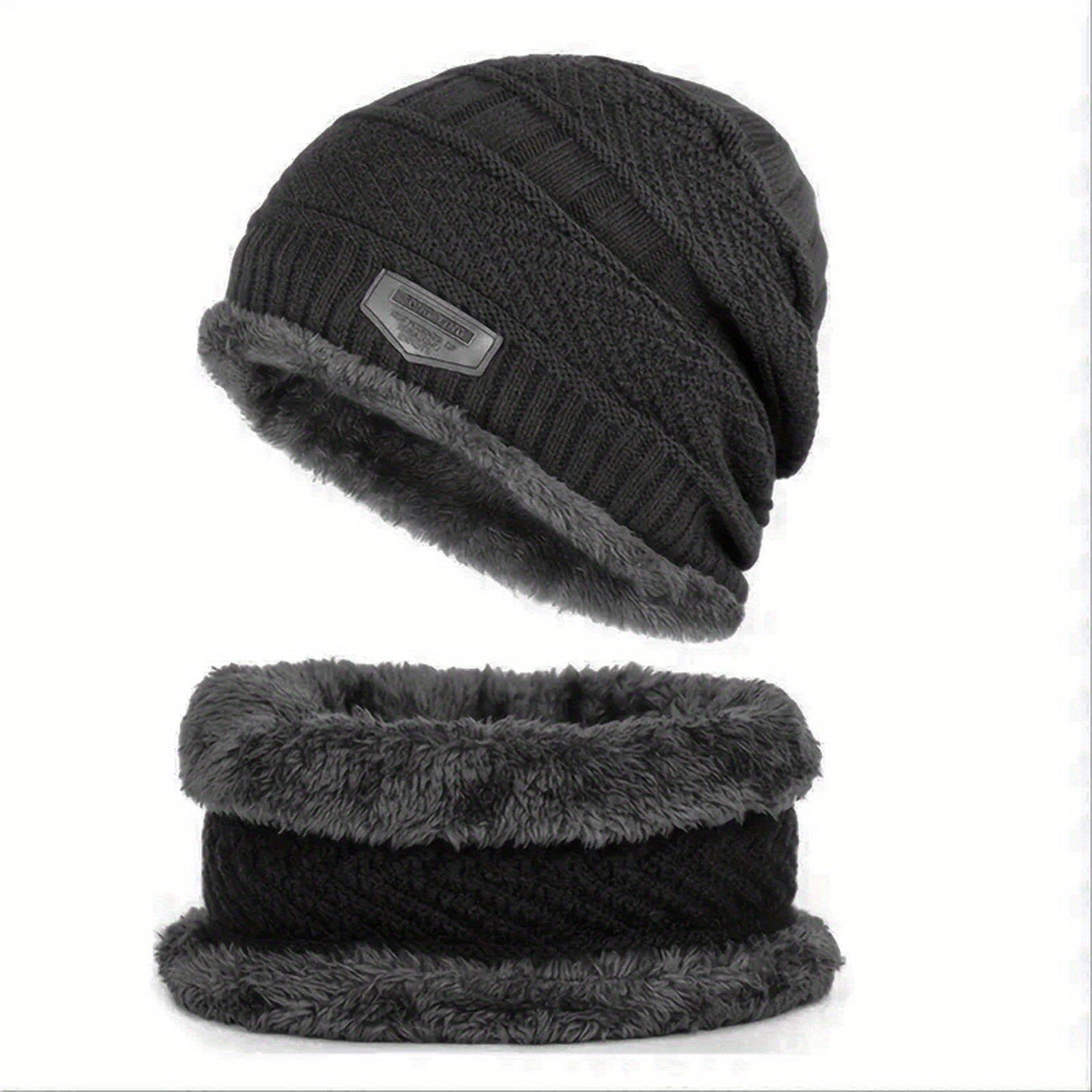 Striped Warm Winter Hats With Neck Scarf - Cycling Skiing Gear