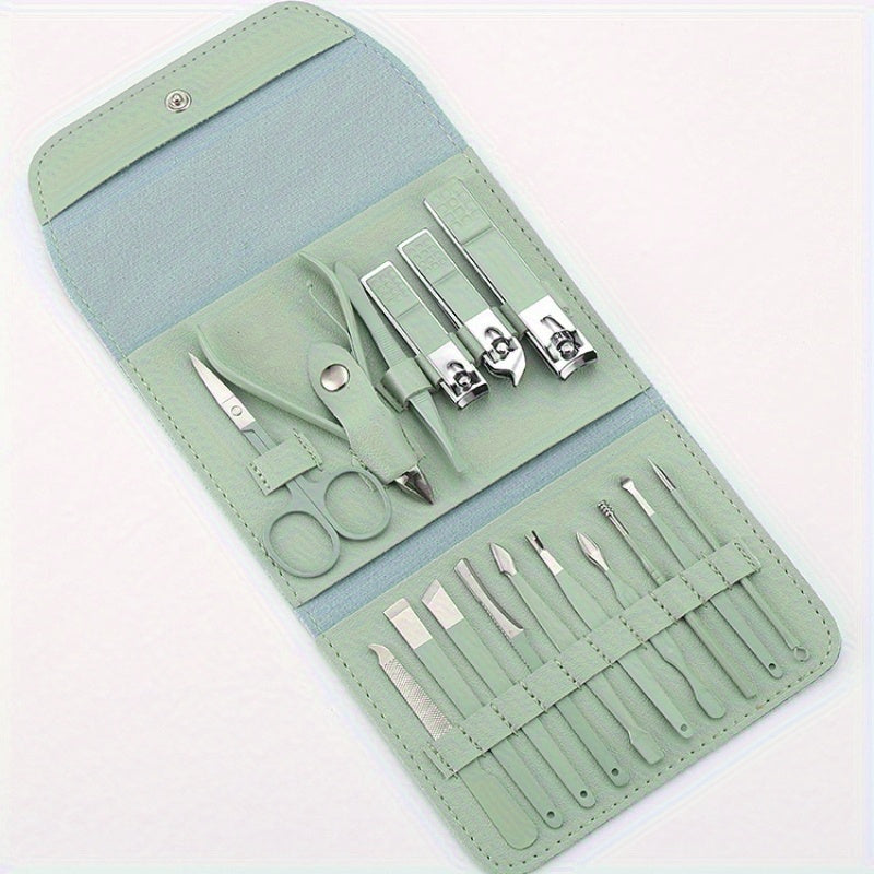 16-In-1 Outdoor Manicure Set with Leather Case