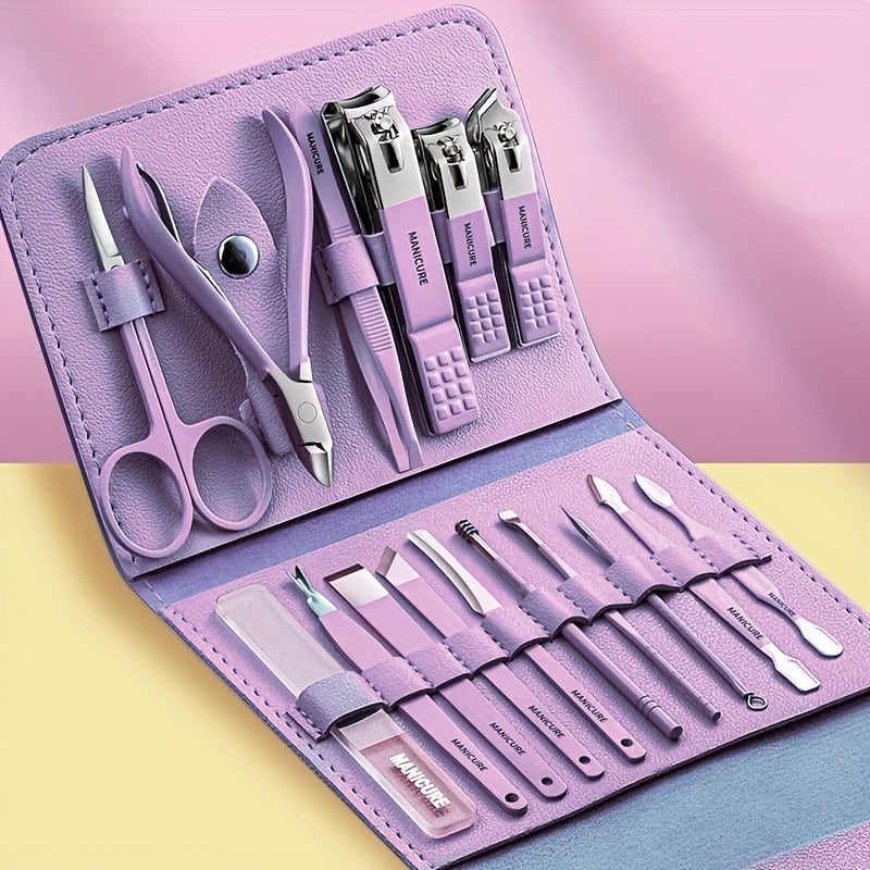 16-In-1 Outdoor Manicure Set with Leather Case