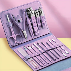 16-In-1 Outdoor Manicure Set with Leather Case