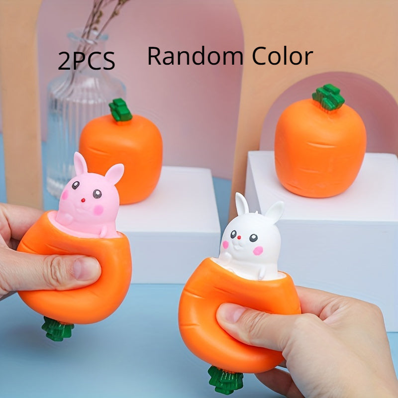 2pcs Squishy Carrot Rabbit Squeeze Balls Radish Rabbit Stress Fidget Toys