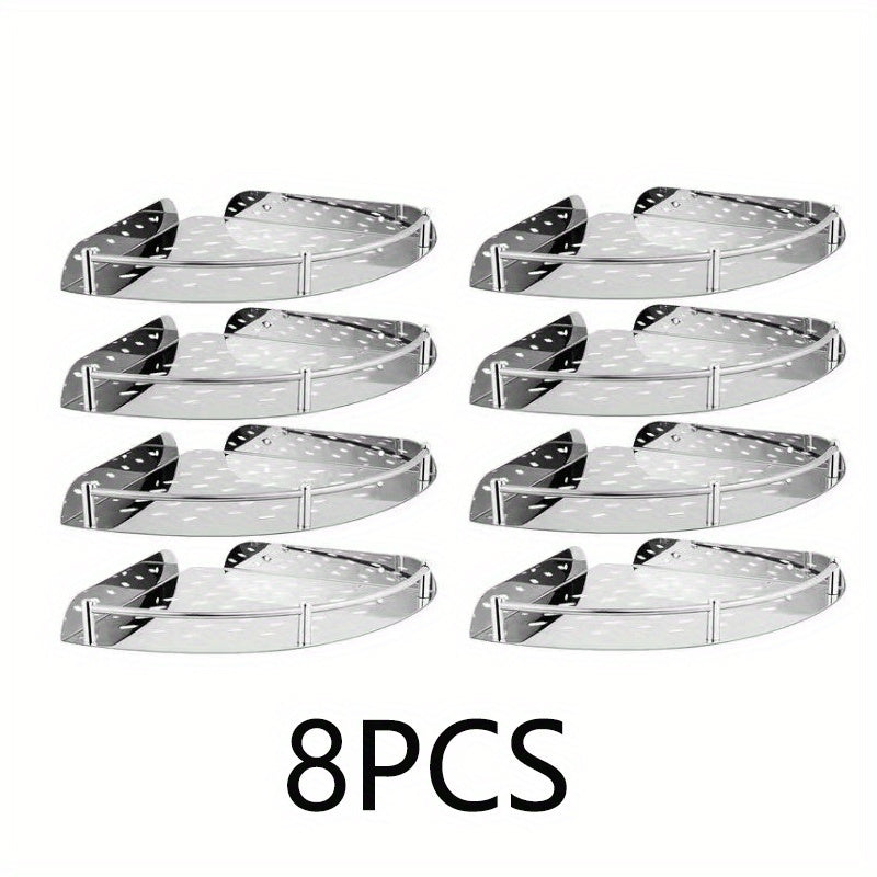 8pcs Stainless Steel Triangle Rack Bathroom Kitchen Storage Shelf