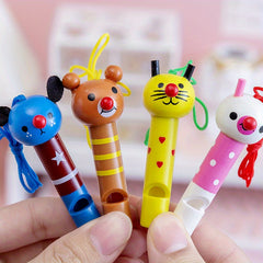 5pcs Multicolor Wooden Whistles Birthday Party Favors Christmas Toys