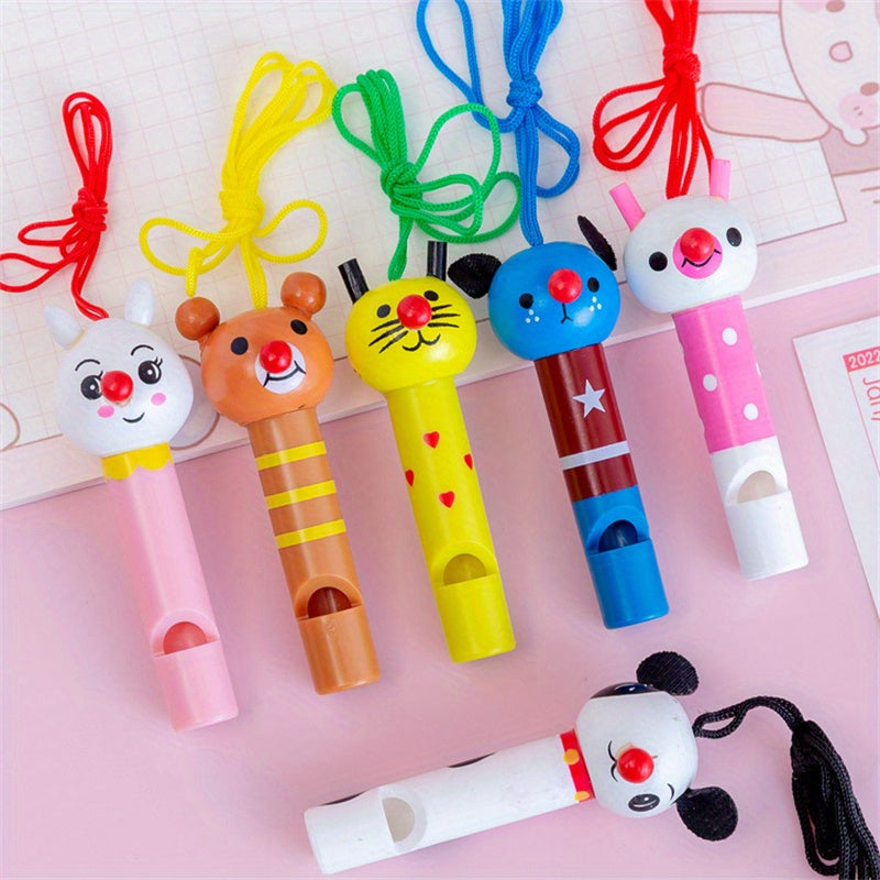 5pcs Multicolor Wooden Whistles Birthday Party Favors Christmas Toys
