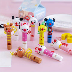 5pcs Multicolor Wooden Whistles Birthday Party Favors Christmas Toys