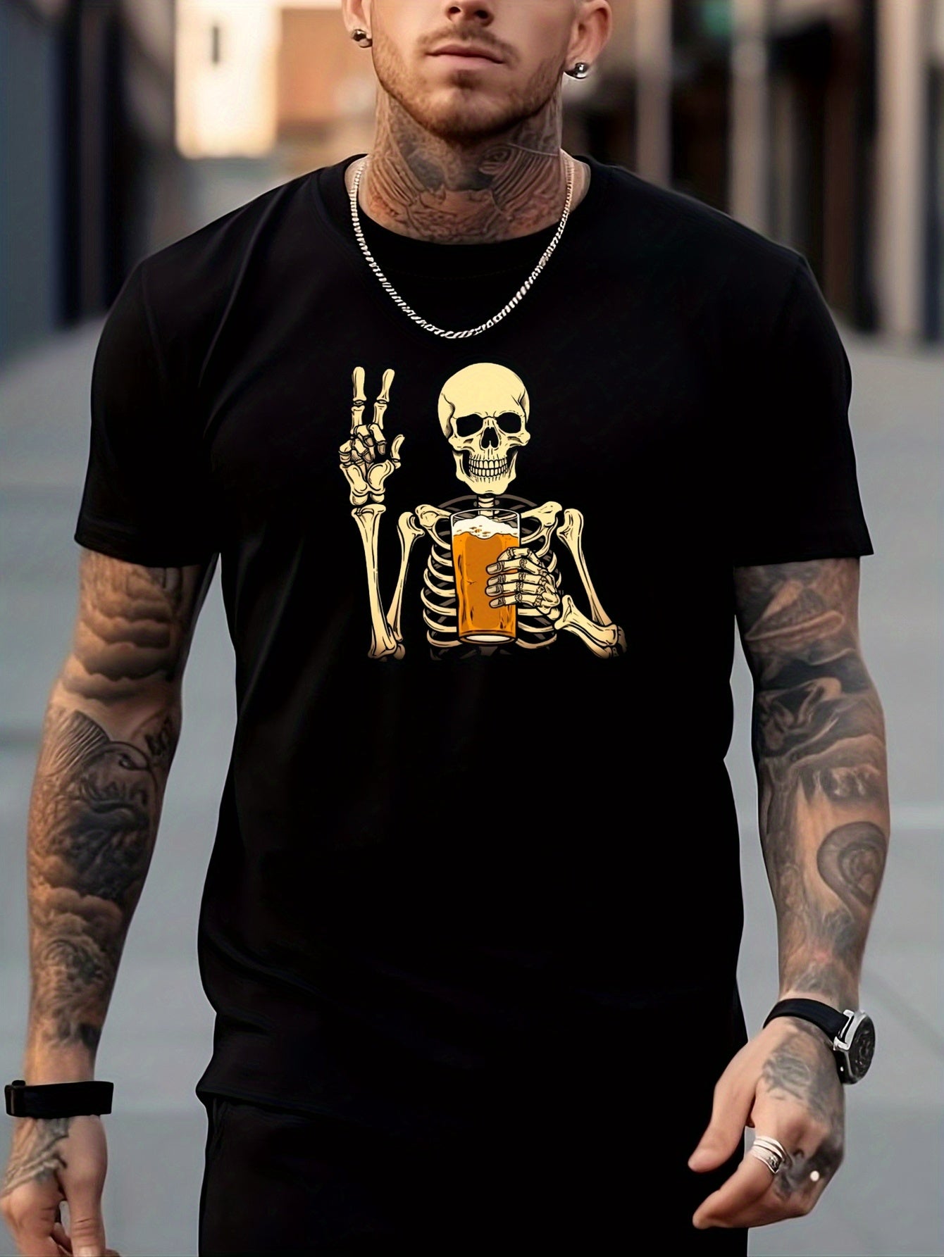 Stylish Skeleton Pattern Shirt for Men