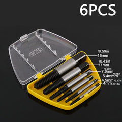 6pcs Bolt Remover Extractor Tool Set Easy Out Center Damaged Bolts Remover