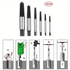 6pcs Bolt Remover Extractor Tool Set Easy Out Center Damaged Bolts Remover