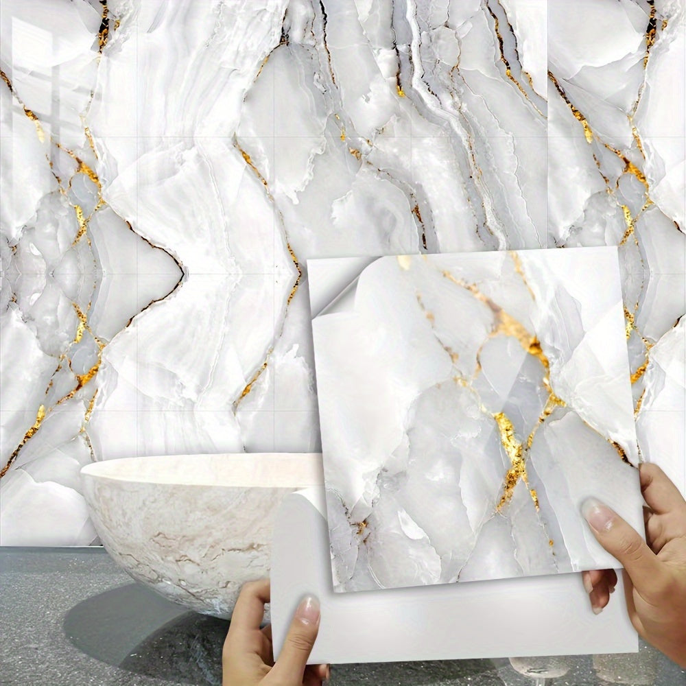 16pcs Waterproof Marble Tile Stickers Easy To Apply and Remove