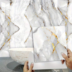 16pcs Waterproof Marble Tile Stickers Easy To Apply and Remove