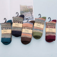 Vintage Rabbit Wool Mid-Calf Socks Deodorant Ethnic Style Warm Socks