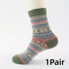 Vintage Rabbit Wool Mid-Calf Socks Deodorant Ethnic Style Warm Socks