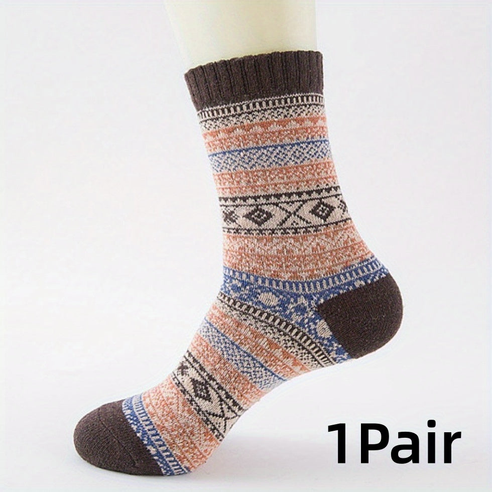 Vintage Rabbit Wool Mid-Calf Socks Deodorant Ethnic Style Warm Socks