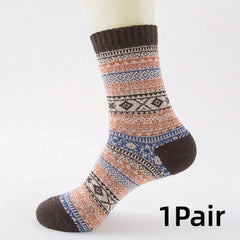 Vintage Rabbit Wool Mid-Calf Socks Deodorant Ethnic Style Warm Socks