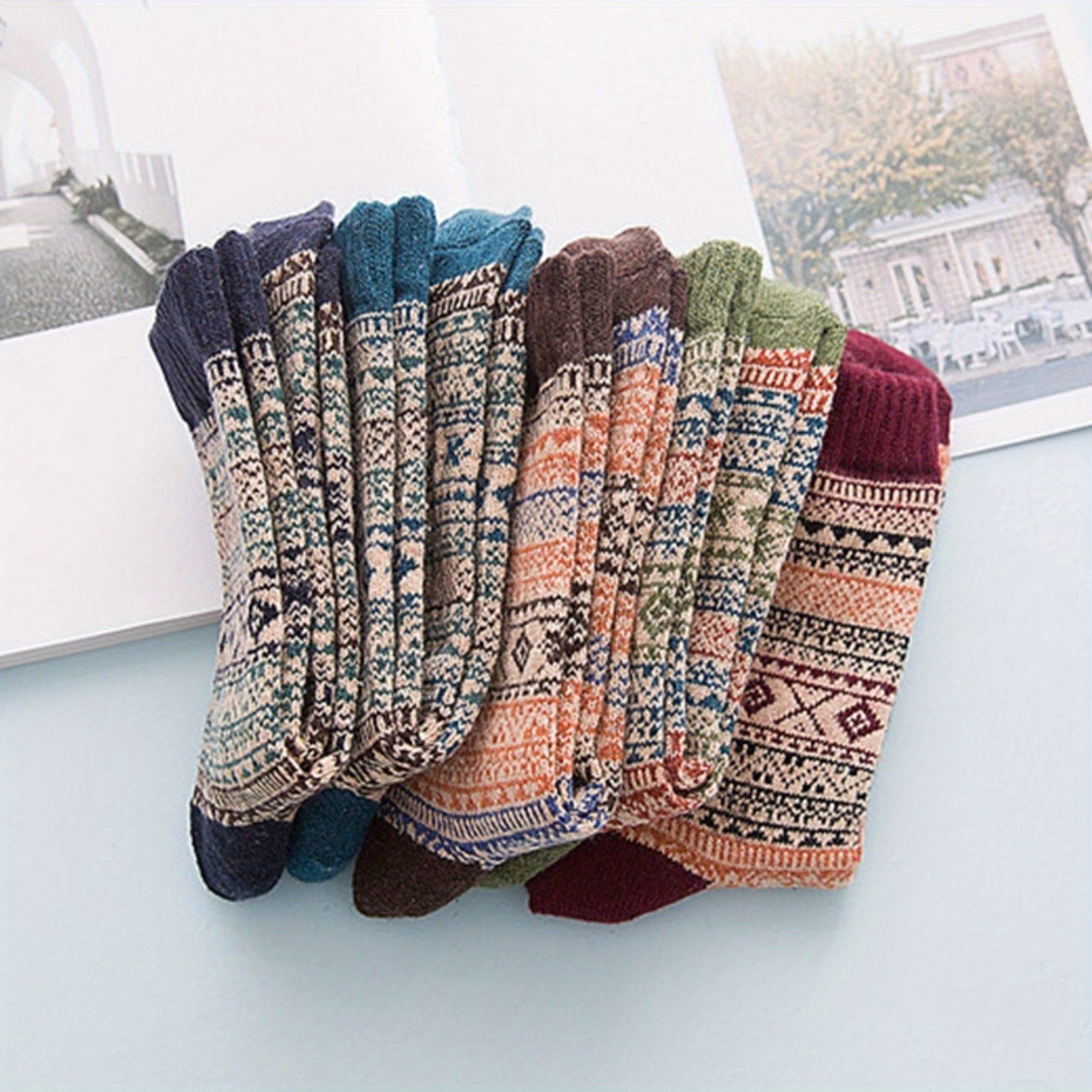 Vintage Rabbit Wool Mid-Calf Socks Deodorant Ethnic Style Warm Socks