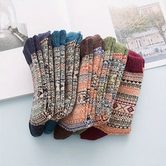 Vintage Rabbit Wool Mid-Calf Socks Deodorant Ethnic Style Warm Socks