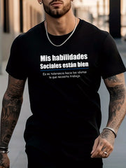 Men's Letters Pattern Shirt Casual Crew Neck Short Sleeve Tee Top