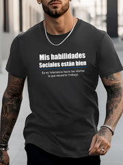 Men's Letters Pattern Shirt Casual Crew Neck Short Sleeve Tee Top