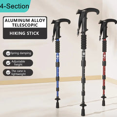 4 Section Portable Outdoor Fold Trekking Pole Alloy Telescopic Club