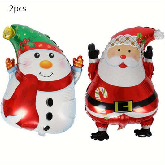 2pcs Christmas Party Balloon Set Santa Snowman Foil Mylar Balloon
