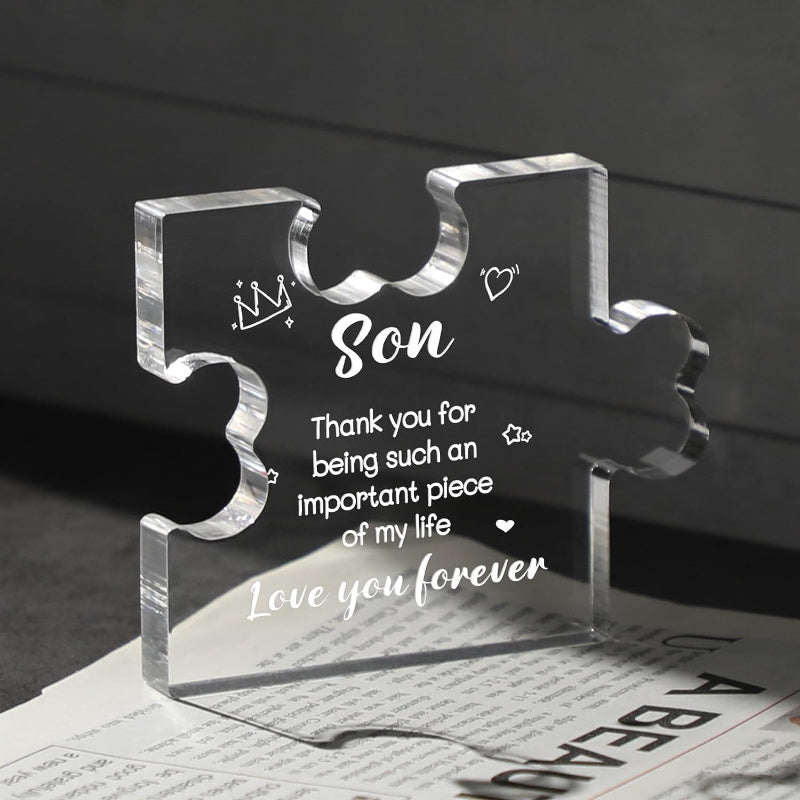 Acrylic Puzzle Plaque Mom's Gift To Son Birthday Christmas Thanksgiving