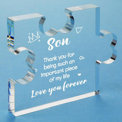 Acrylic Puzzle Plaque Mom's Gift To Son Birthday Christmas Thanksgiving