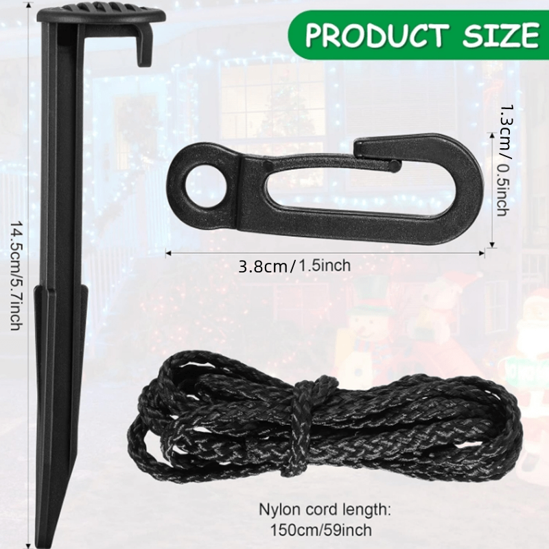 3pcs Stakes And Tethers Plastic Stake Tether With Hook