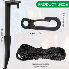 3pcs Stakes And Tethers Plastic Stake Tether With Hook