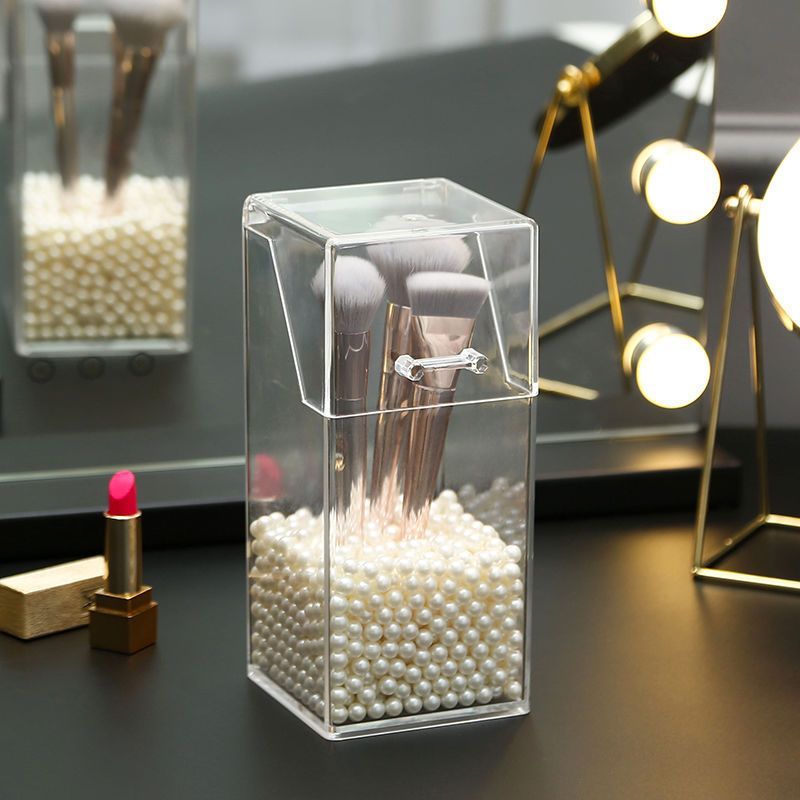 Transparent Acrylic Pen Holder Desktop Makeup Brush Lipstick Storage Box