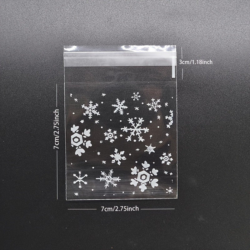 100pcs Snowflake Christmas Plastic Candy Cookie Dessert Packaging Bag