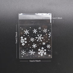 100pcs Snowflake Christmas Plastic Candy Cookie Dessert Packaging Bag