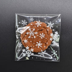 100pcs Snowflake Christmas Plastic Candy Cookie Dessert Packaging Bag