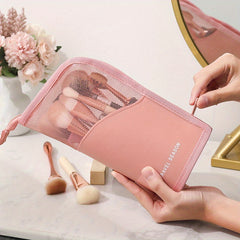 Large Capacity Stand Up Makeup Brush Organizer Bag