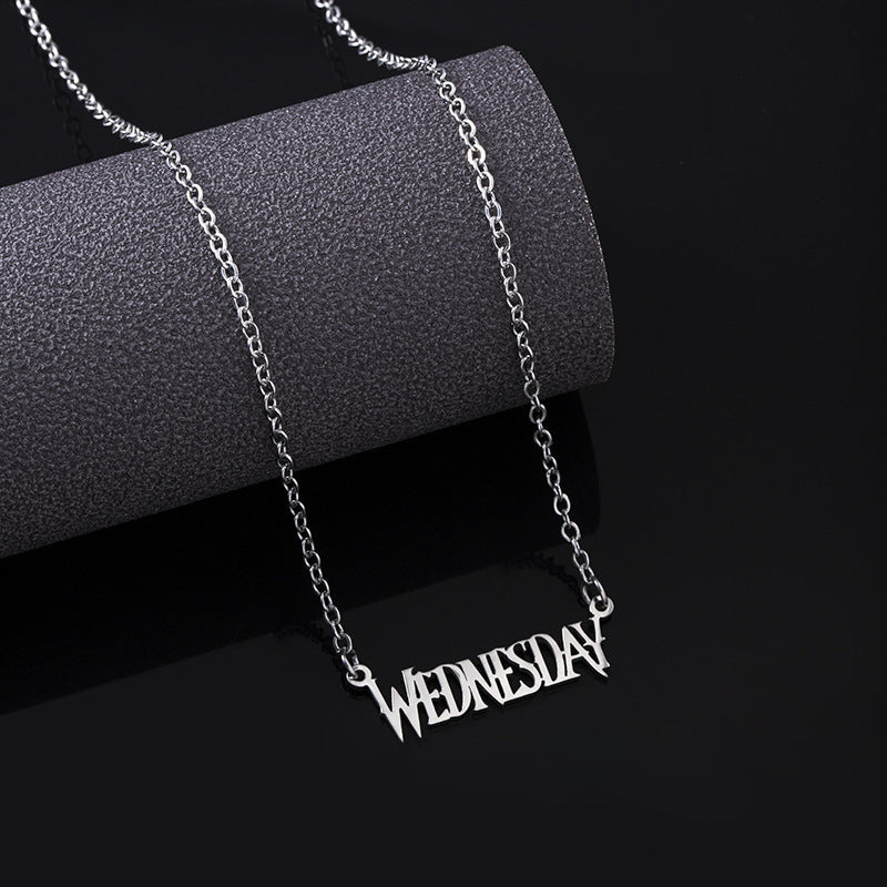 Stainless Steel Wednesday Letter Necklace