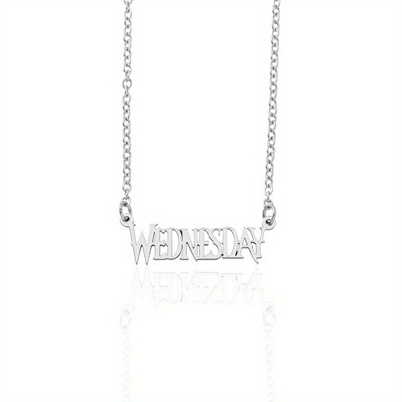Stainless Steel Wednesday Letter Necklace